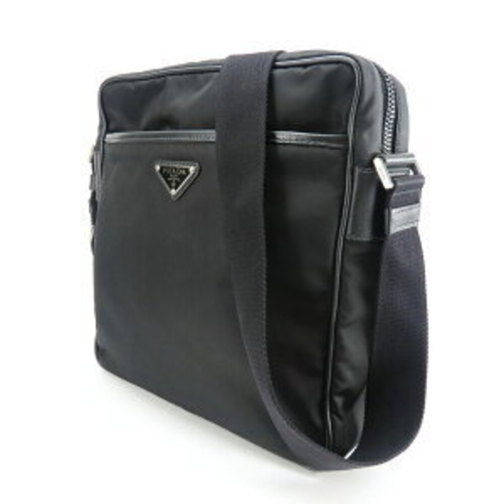 Prada Nylon Leather Messenger Black Bag Crossbody